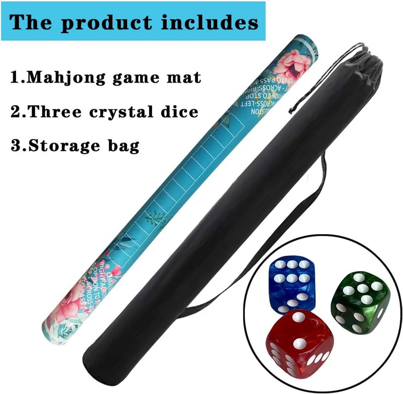 Pittera mahjong mat for table with Drawstring Bag/31.5Inch/american mahjong table cloth with rules mats， Noise Reduction Anti-Slip game mat for table，for Mahjong/Poker/Board Games/Card Games/Dominoes (blue) - Image 5